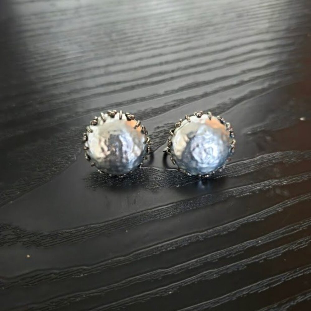 Vintage Signed Miriam Haskell Baroque Faux Pearl Screw back Clip Earrings 1940s